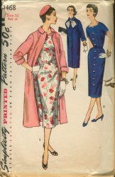 1468 SIMPLICITY 55 SLIM SS DRESS, COLLAR COAT PATTERN 16 UNCUT
